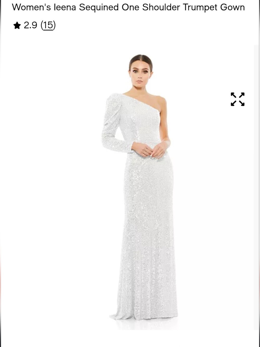 Mac Duggal White Sequin One-Shoulder Trumpet Gown Size 4